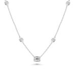 14k white gold diamond necklace. - 11238
