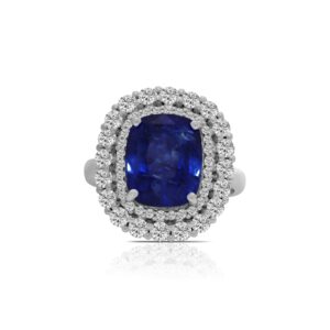 14k white gold diamond colored stone ring. - 10010