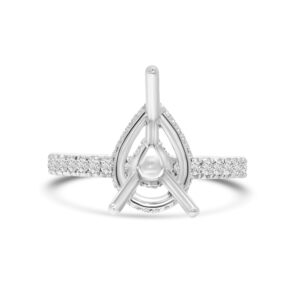18k white gold diamond semi-mount ring. - 10074