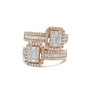 18k rose gold diamond ring. - 10135