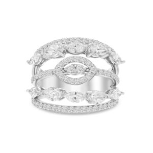 14k white gold diamond cocktail ring. - 10155