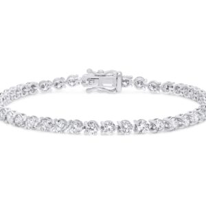 14k white gold diamond tennis bracelet. - 10183