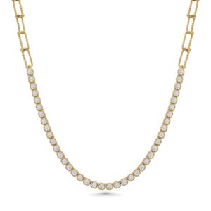 14k yellow gold diamond necklace. - 10272