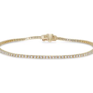 14k yellow gold diamond tennis bracelet. - 10336