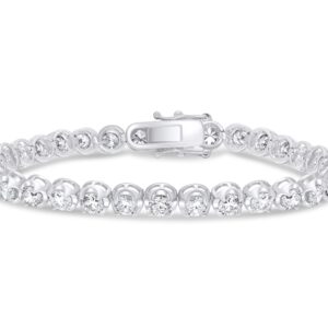 14k white gold diamond tennis bracelet. - 10387