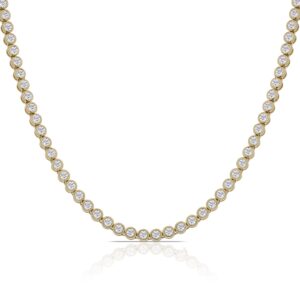 14k yellow gold diamond tennis necklace. - 10427