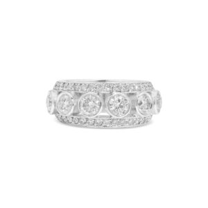 14k white gold diamond cocktail ring. - 10557