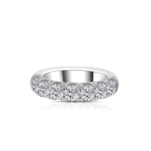 14k white gold diamond band. - 10619