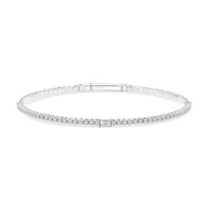 14k white gold diamond bangle. - 10642