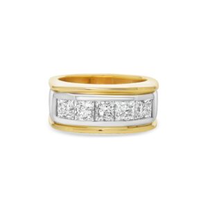 14k 2-tone diamond men's ring. - 10675