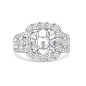 14k white gold diamond ring. - 10766