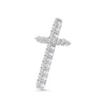14k white gold diamond cross. - 10776