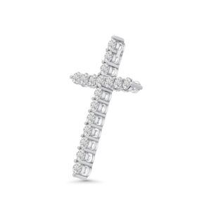 14k white gold diamond cross. - 10776