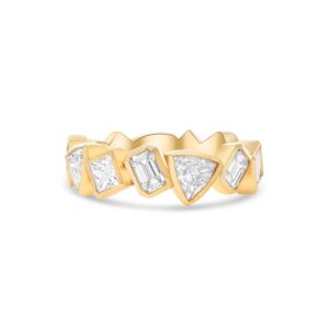 18k yellow gold diamond band. - 10804