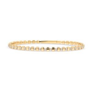 14k yellow gold diamond bangle bracelet. - 10829