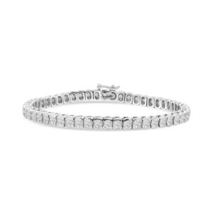14k white gold diamond tennis bracelet. - 10923