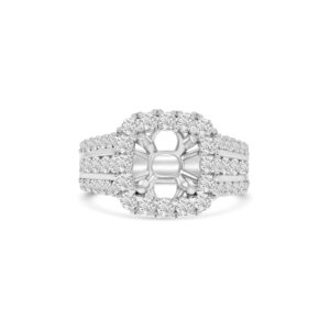 14k white gold diamond semi-mount ring. - 10964