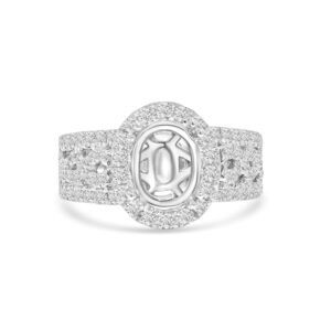 18k white gold diamond semi-mount ring. - 10965