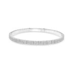 14k white gold diamond flexible bangle. - 10998
