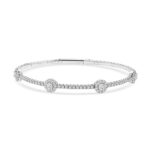 14k white gold diamond flexible bangle. - 11008