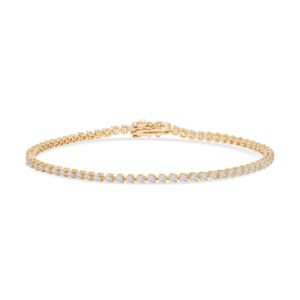 14k yellow gold diamond tennis bracelet. - 11122