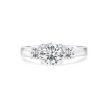 14k white gold 3 stone diamond ring. - 11147