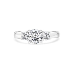 14k white gold 3 stone diamond ring. - 11147