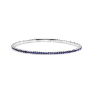 14k white gold colored stone flexible bangle. - 11196