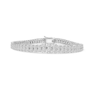 14k white gold 2 row tennis bracelet. - 11480