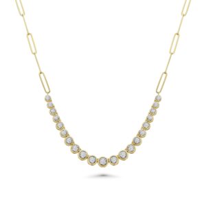 14k yellow gold diamond necklace. - 11676