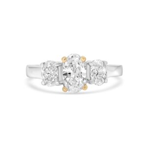 14k two tone 3 stone ring. - 11805