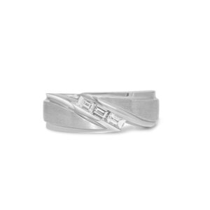 14k white gold diamond men's ring. - 10474