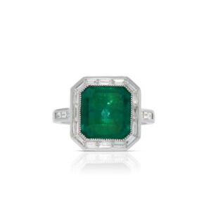 18k white gold diamond and colored stone ring. - 10719