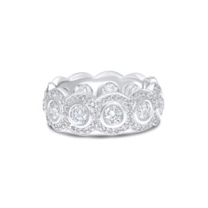 14k white gold diamond band. - 11018