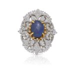18k 2-tone diamond and colored stone ring. - 10005