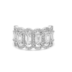 14k white gold diamond cocktail ring. - 10129