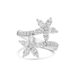 14k white gold diamond cocktail ring. - 10156