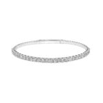 14k white gold diamond flexible bangle. - 10202