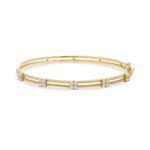 14k yellow gold diamond bangle. - 10275