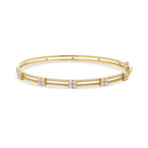 14k yellow gold diamond bangle. - 10275