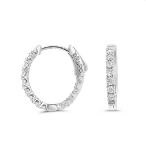 14k white gold diamond inside-out hoops. - 10310