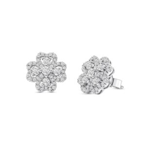 14k white gold diamond earrings. - 10579