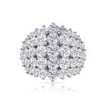 14k white gold diamond cocktail ring. - 10613