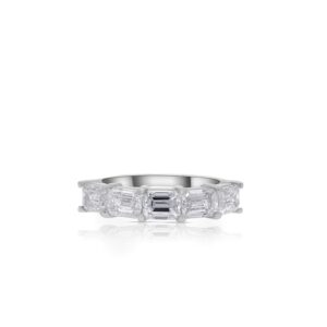 14k white gold diamond band. - 10617