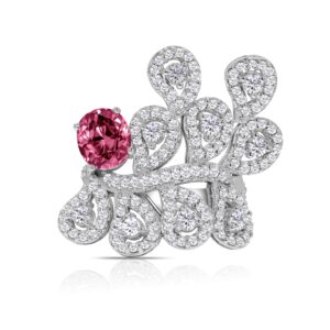 14k white gold colored stone cocktail ring. - 10626