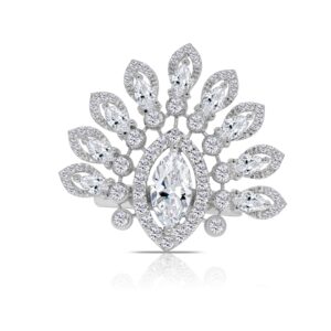 14k white gold diamond cocktail ring. - 10627