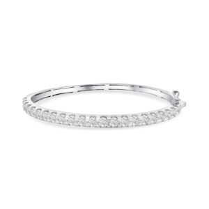 14k white gold diamond bangle. - 10673