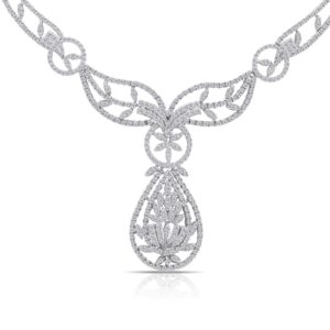 14k white gold diamond necklace. - 10723