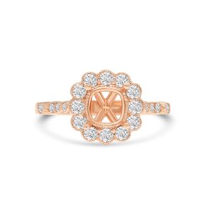 14k rose gold diamond semi-mount ring. - 10758
