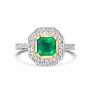 14k two tone diamond and colored stone ring. - 10810